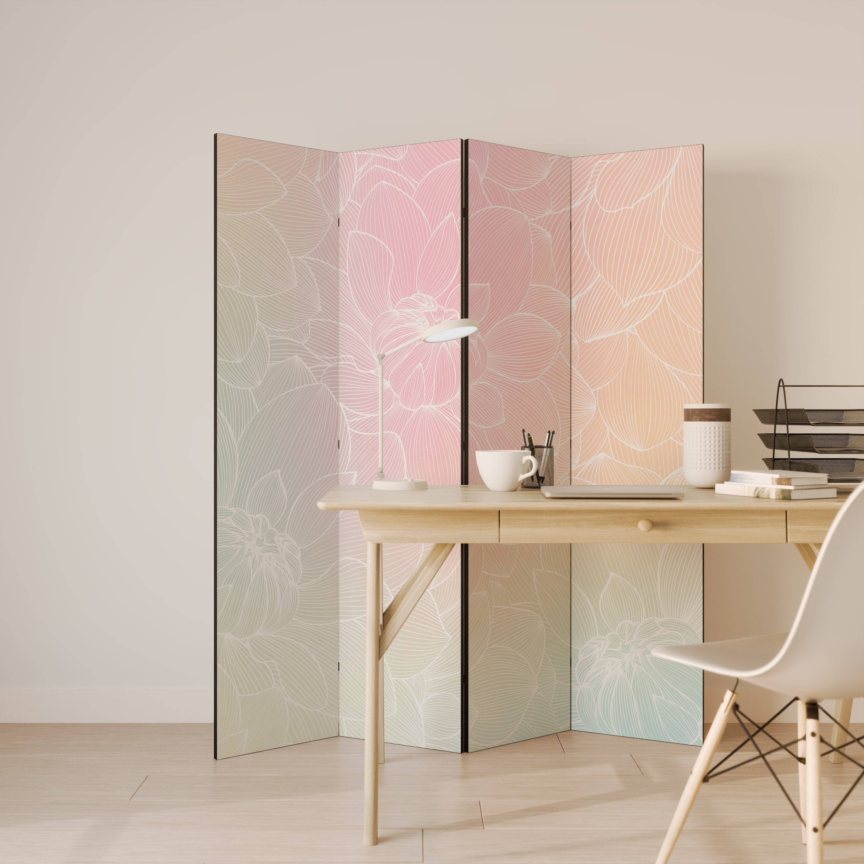 ELEGANT FLORAL FUSION 4-Panel Room Divider