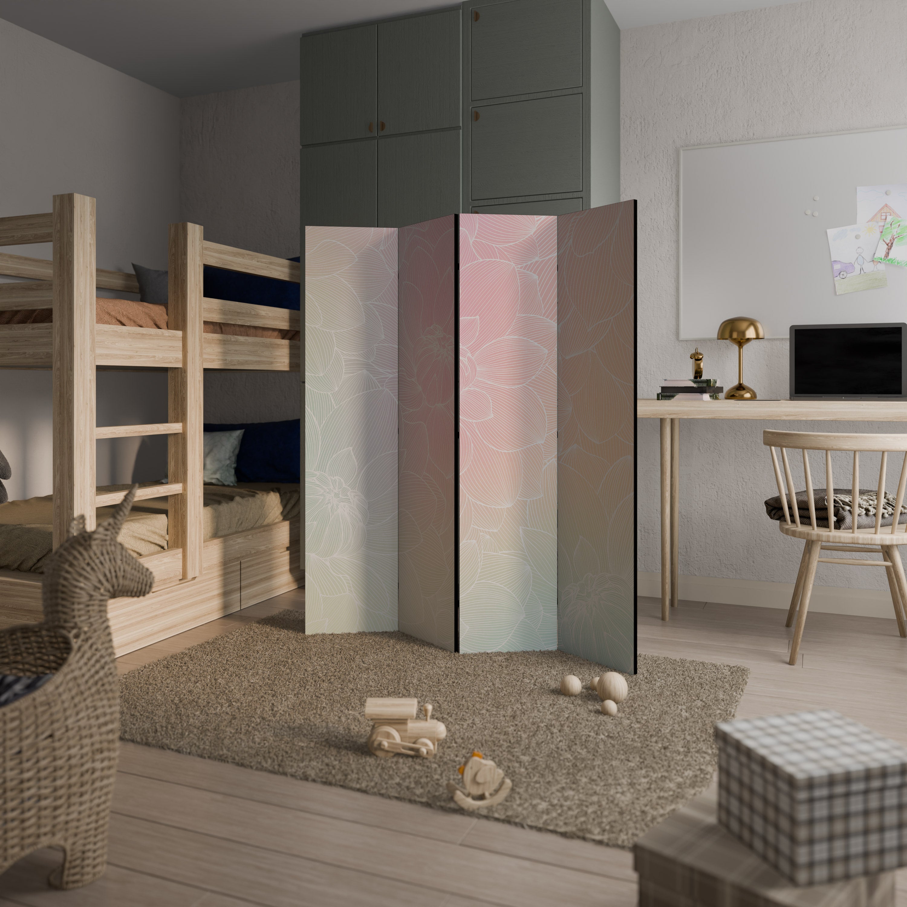 ELEGANT FLORAL FUSION 4-Panel Room Divider
