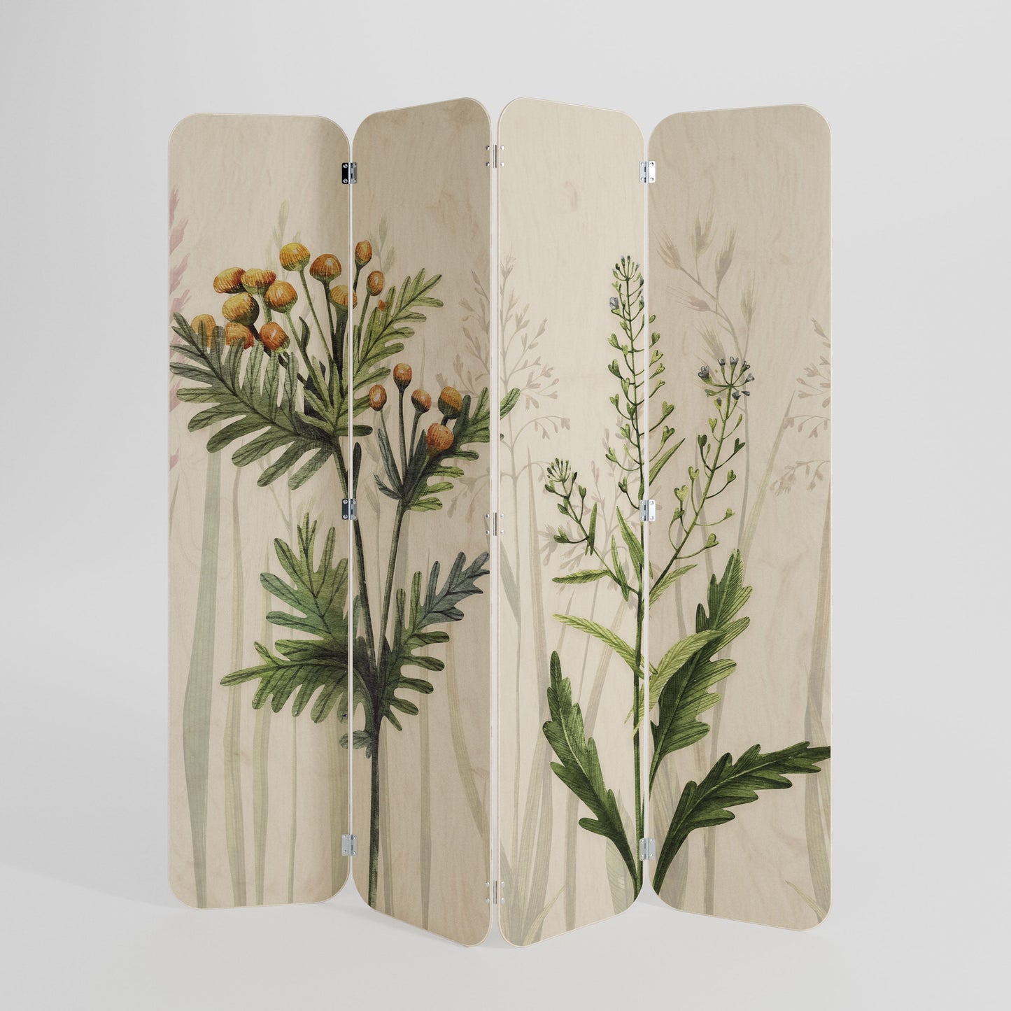 HERBAL DREAM 4-Panel Plywood Room Divider