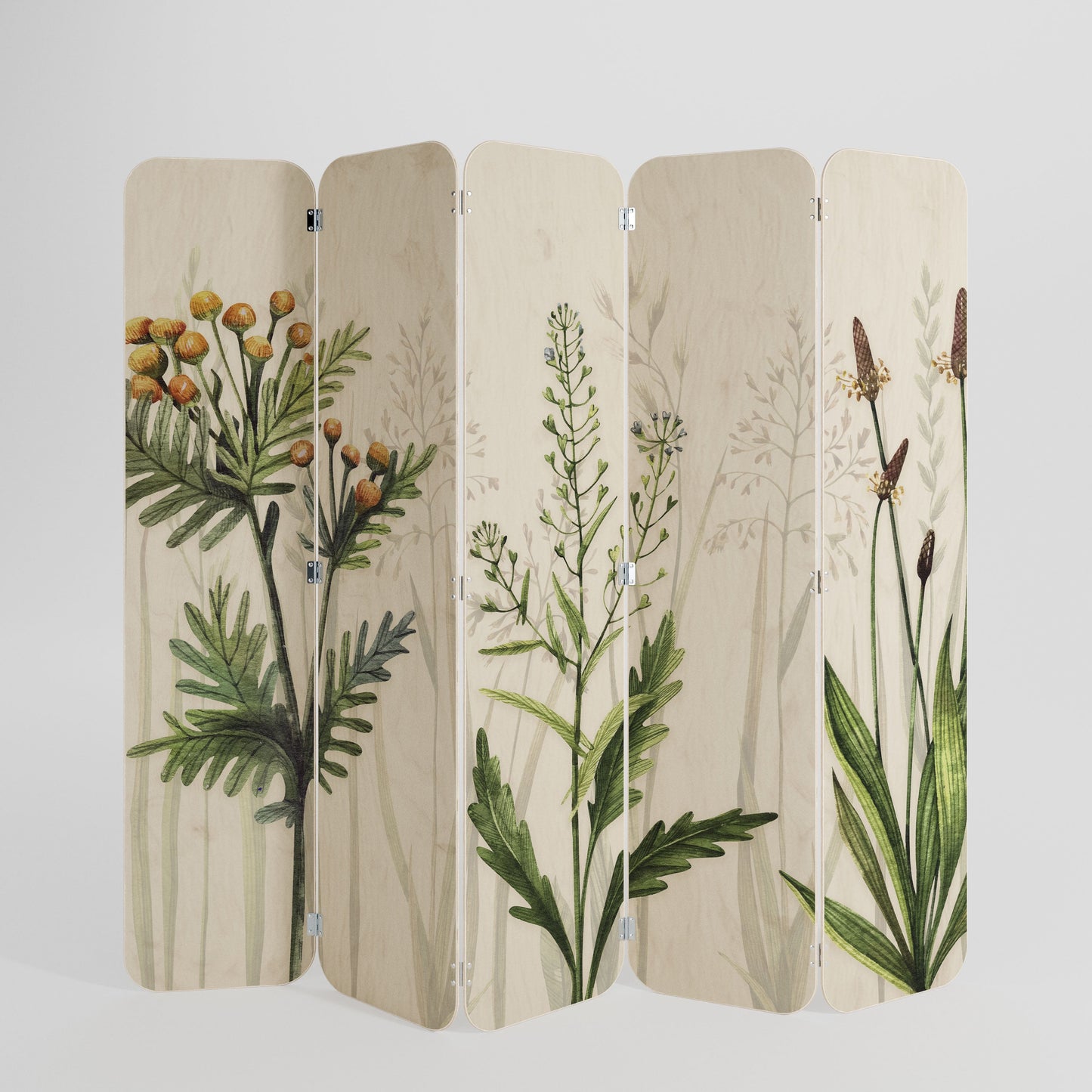 HERBAL DREAM 5-Panel Plywood Room Divider