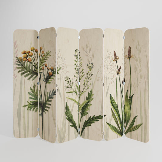 HERBAL DREAM 6-Panel Plywood Room Divider