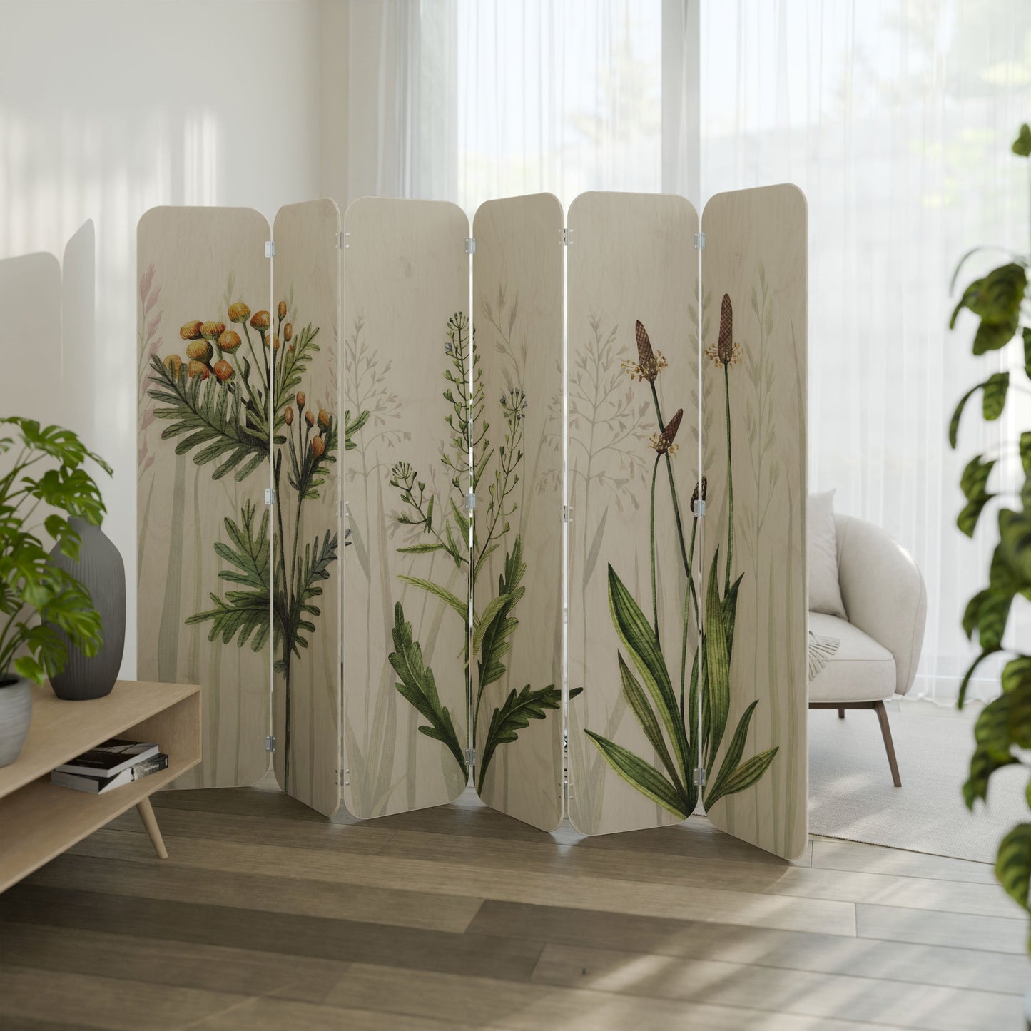 HERBAL DREAM 6-Panel Plywood Room Divider