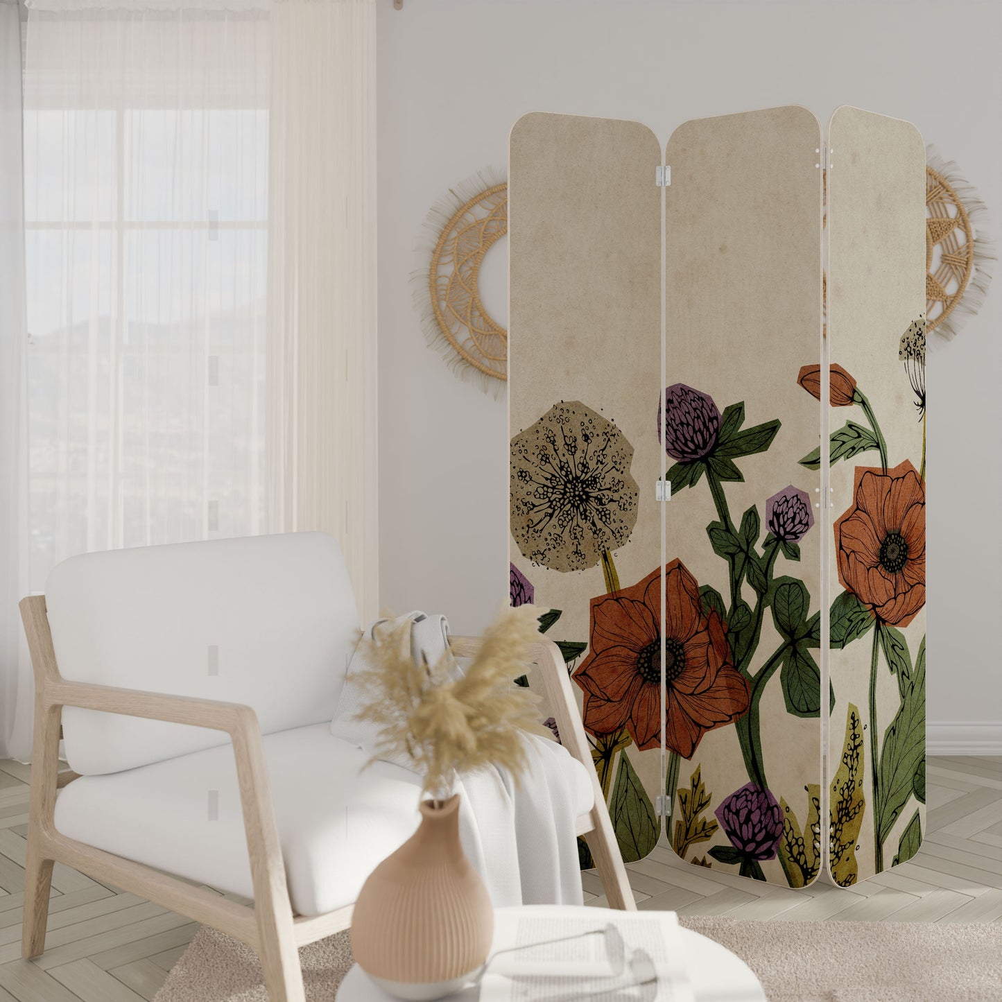 SPROUT ELEGANCE 3-Panel Plywood Room Divider