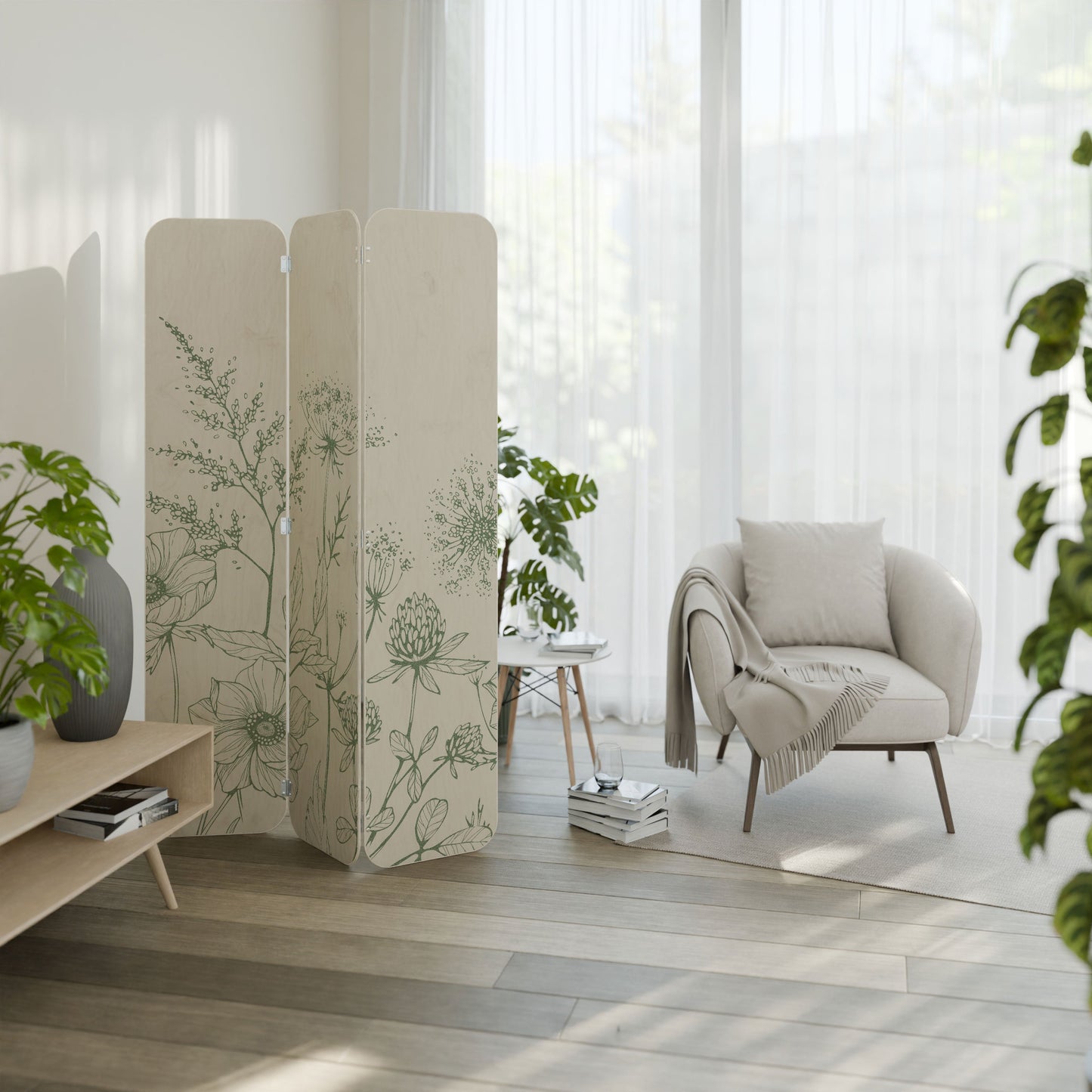 WILDER BEAUTY 3-Panel Plywood Room Divider