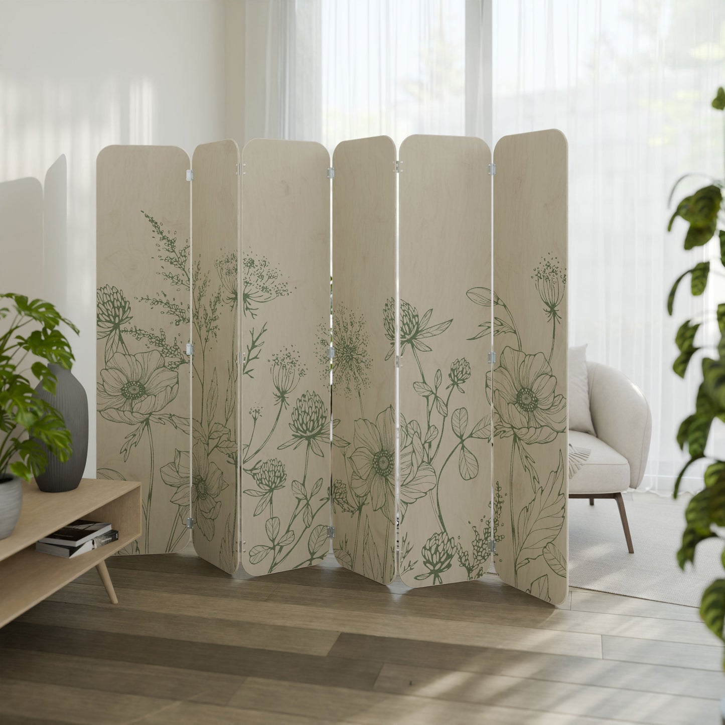 WILDER BEAUTY 6-Panel Plywood Room Divider