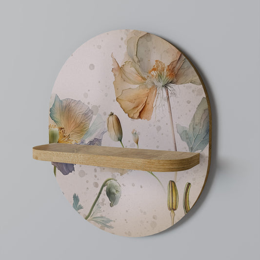 SOFTEN POPPY Oval Art Shelf In Oak Effect