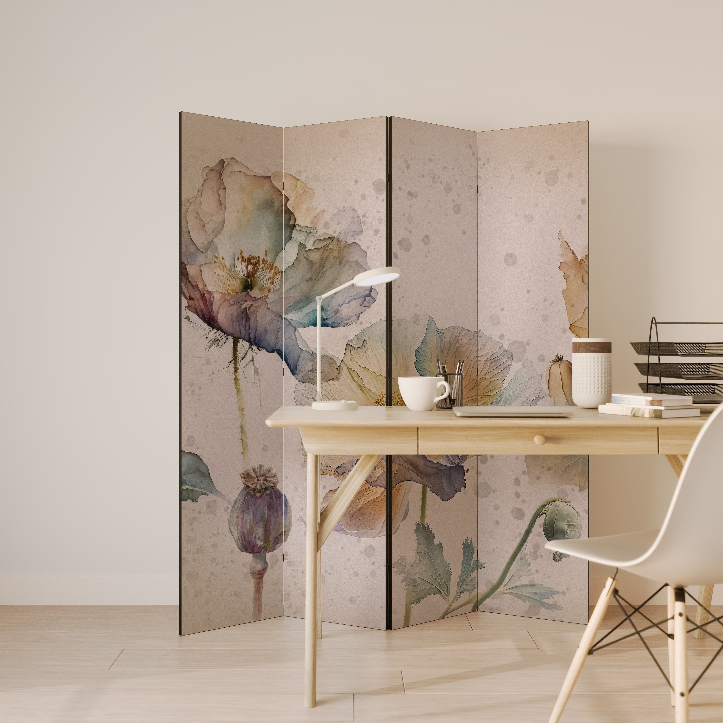SOFTEN POPPY 4-Panel Room Divider