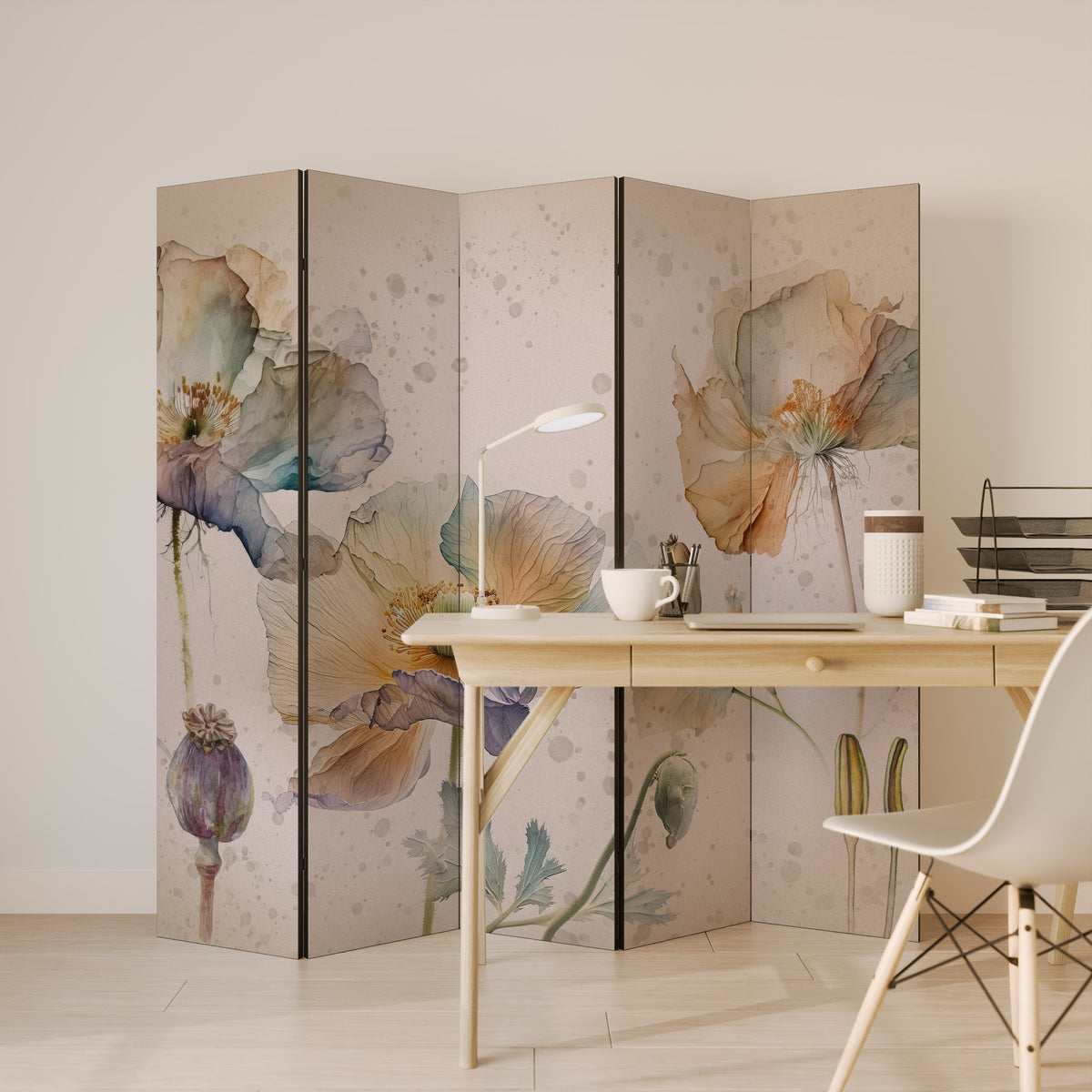 SOFTEN POPPY 5-teiliger Paravent