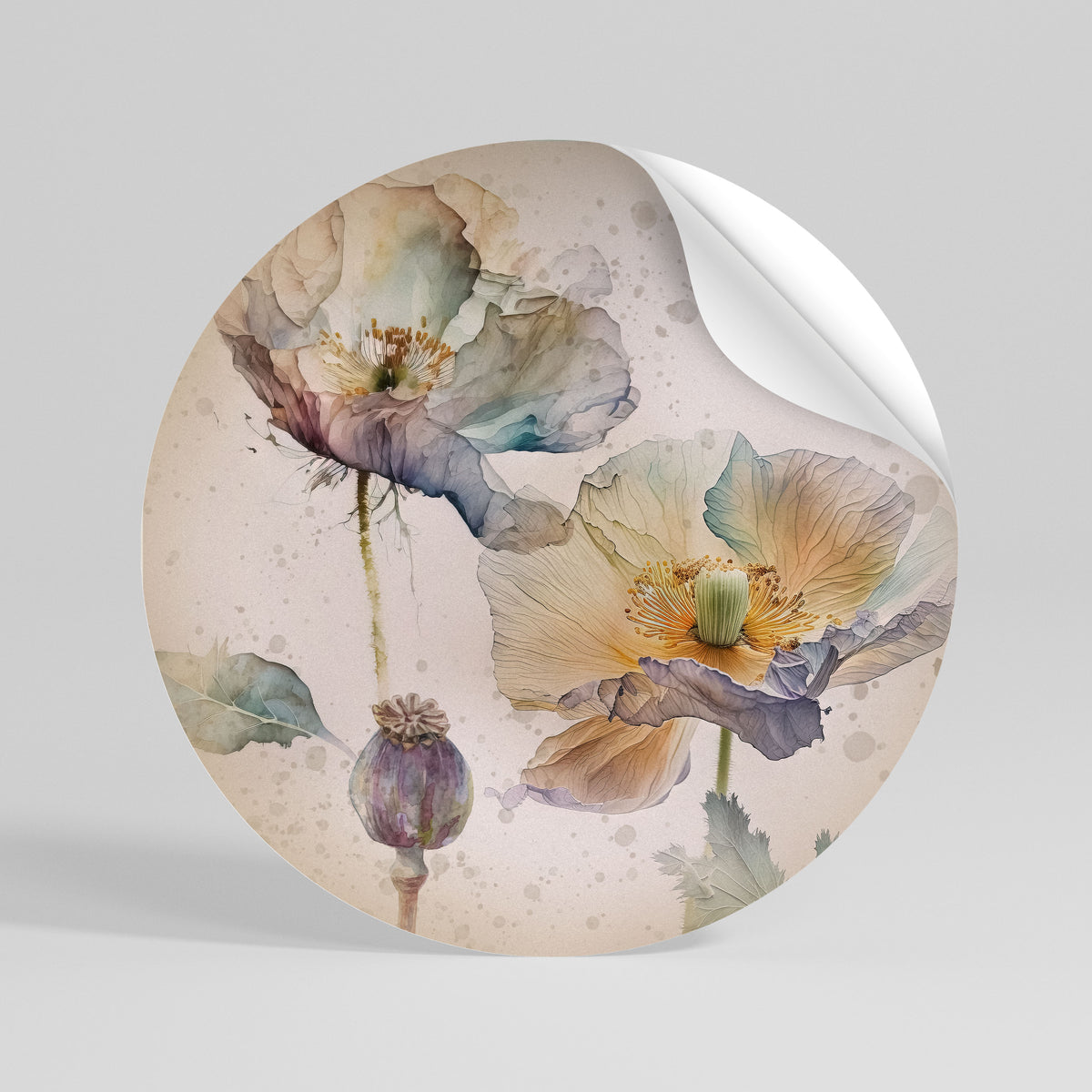 SOFTEN POPPY Adesivo rotondo riposizionabile