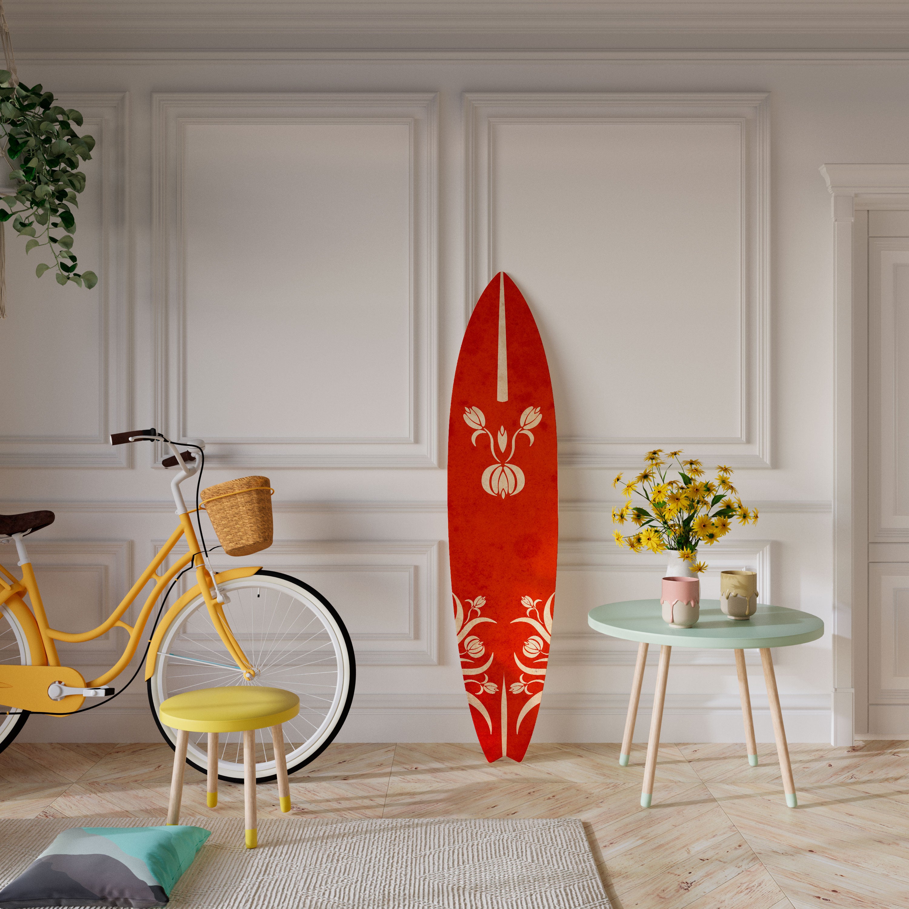 FLOWERY ORNATE Deko-Surfboard