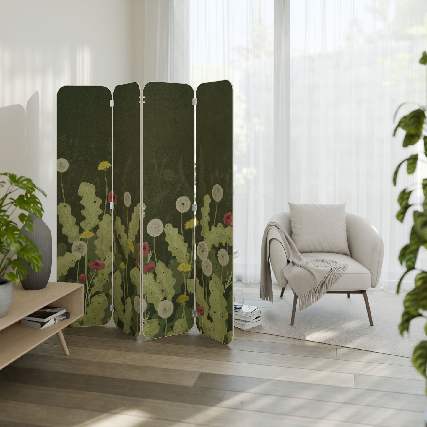 DANDELION AMUSE 4-Panel Plywood Room Divider