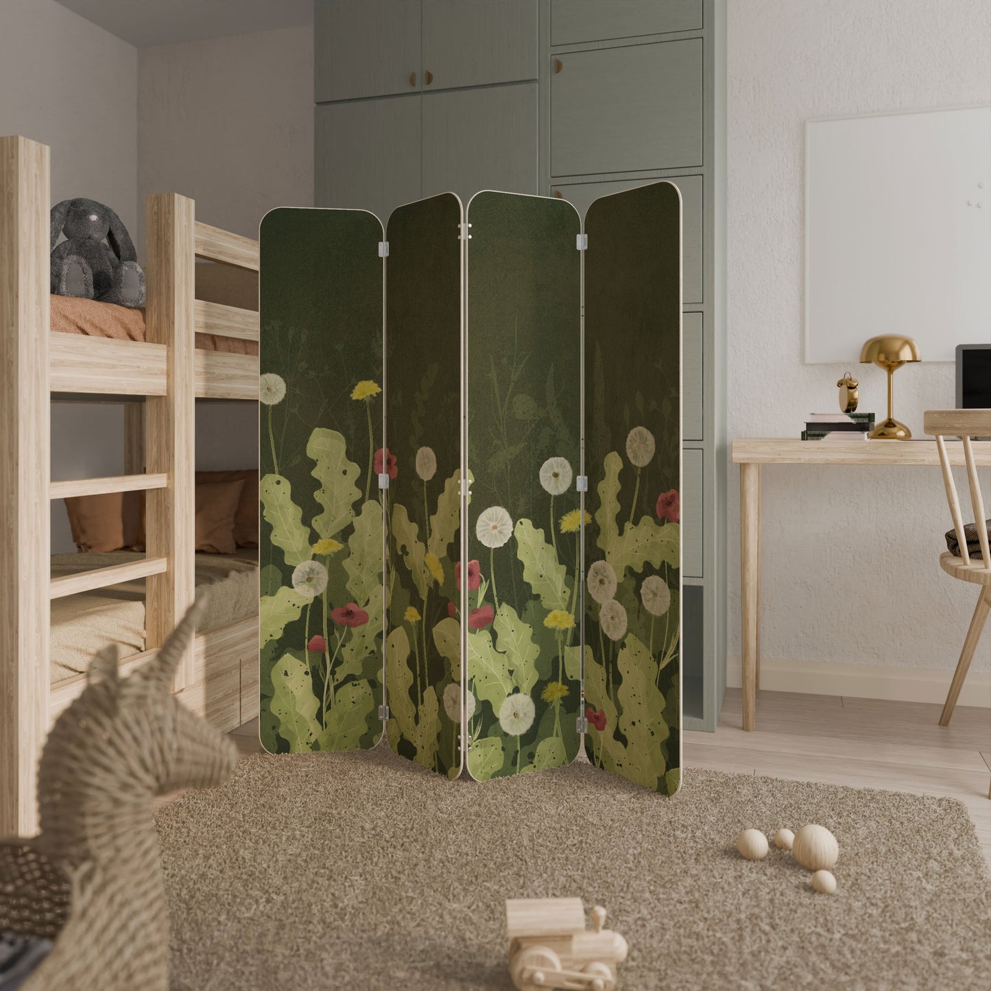 DANDELION AMUSE 4-Panel Plywood Room Divider