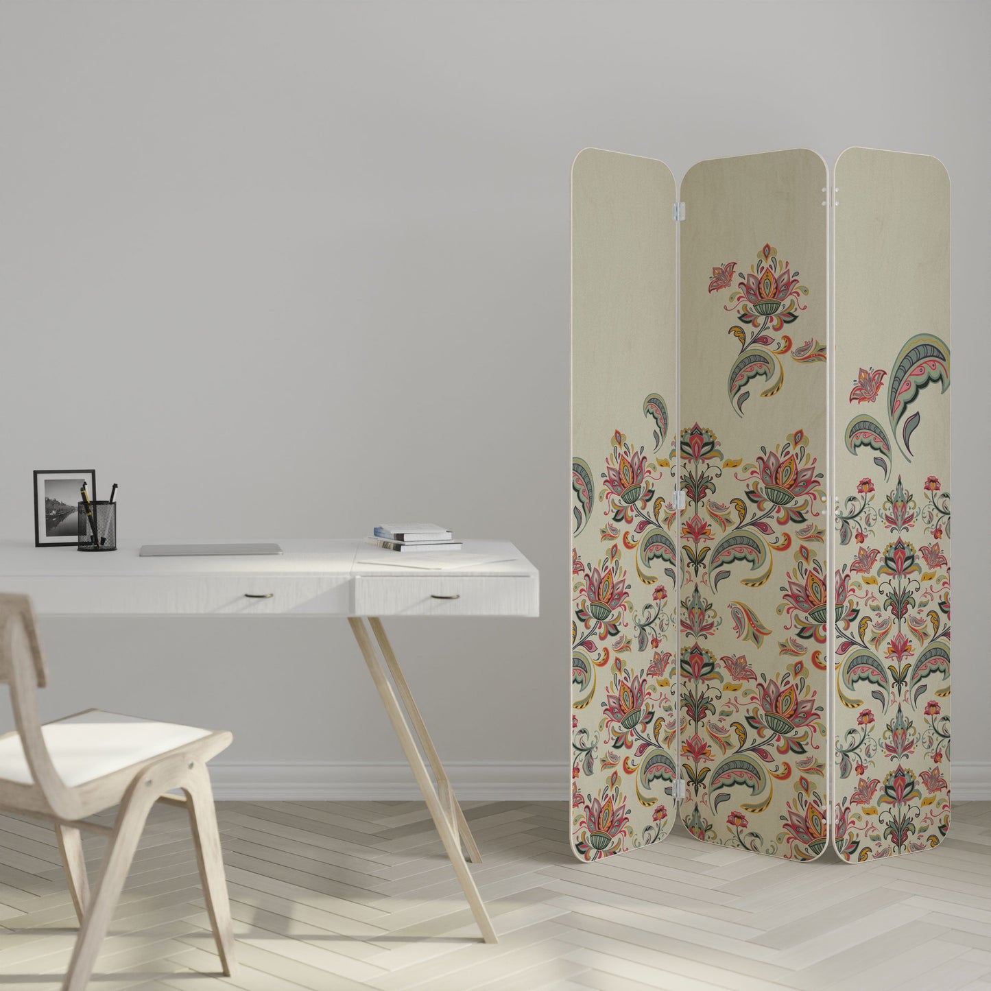 ORGANIC FOLKLORE 3-Panel Plywood Room Divider