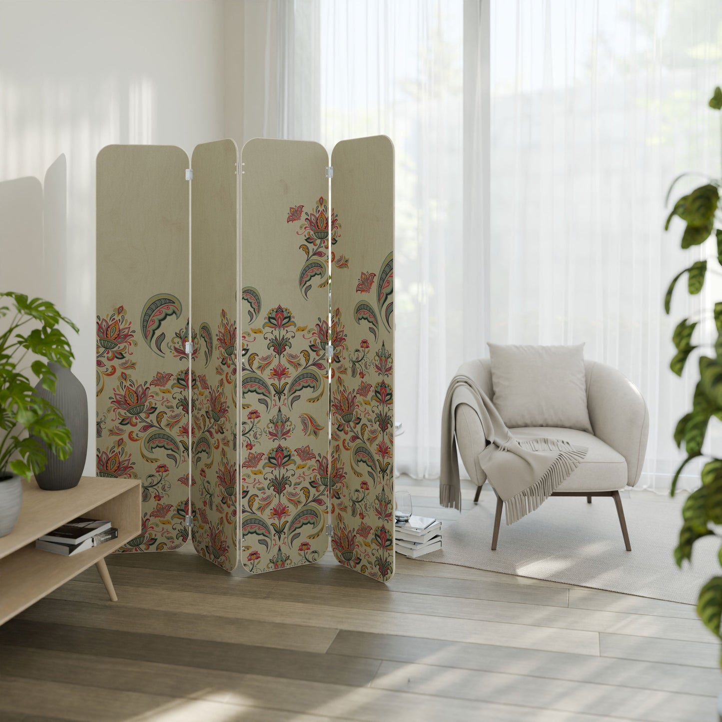 ORGANIC FOLKLORE 4-Panel Plywood Room Divider