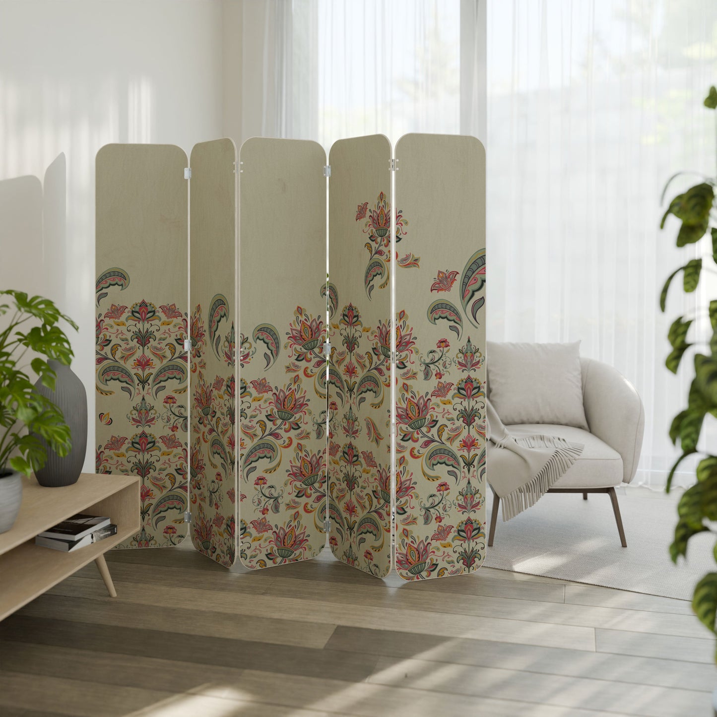 ORGANIC FOLKLORE 5-Panel Plywood Room Divider