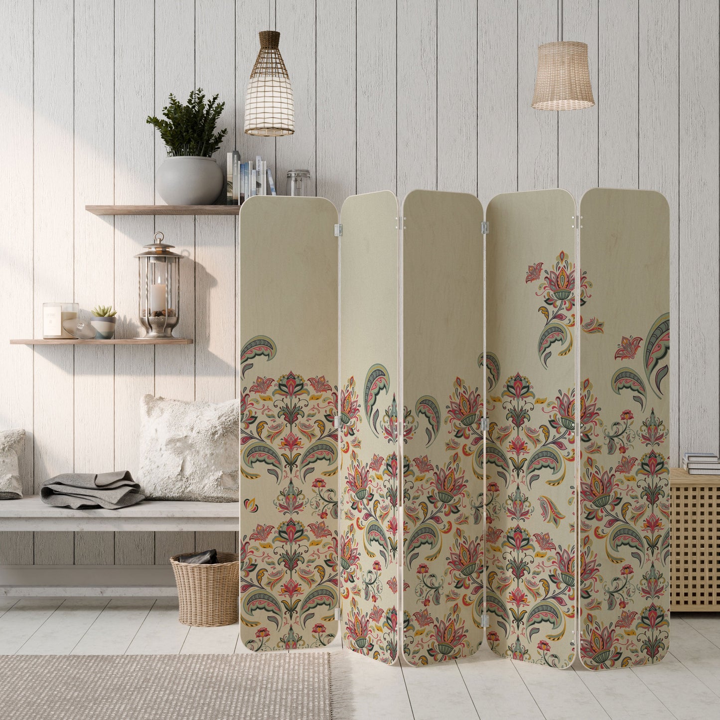 ORGANIC FOLKLORE 5-Panel Plywood Room Divider