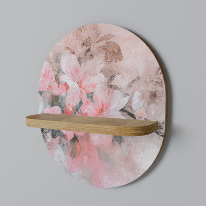 CHERRY BLOSSOM Oval Art Shelf In Oak Effect