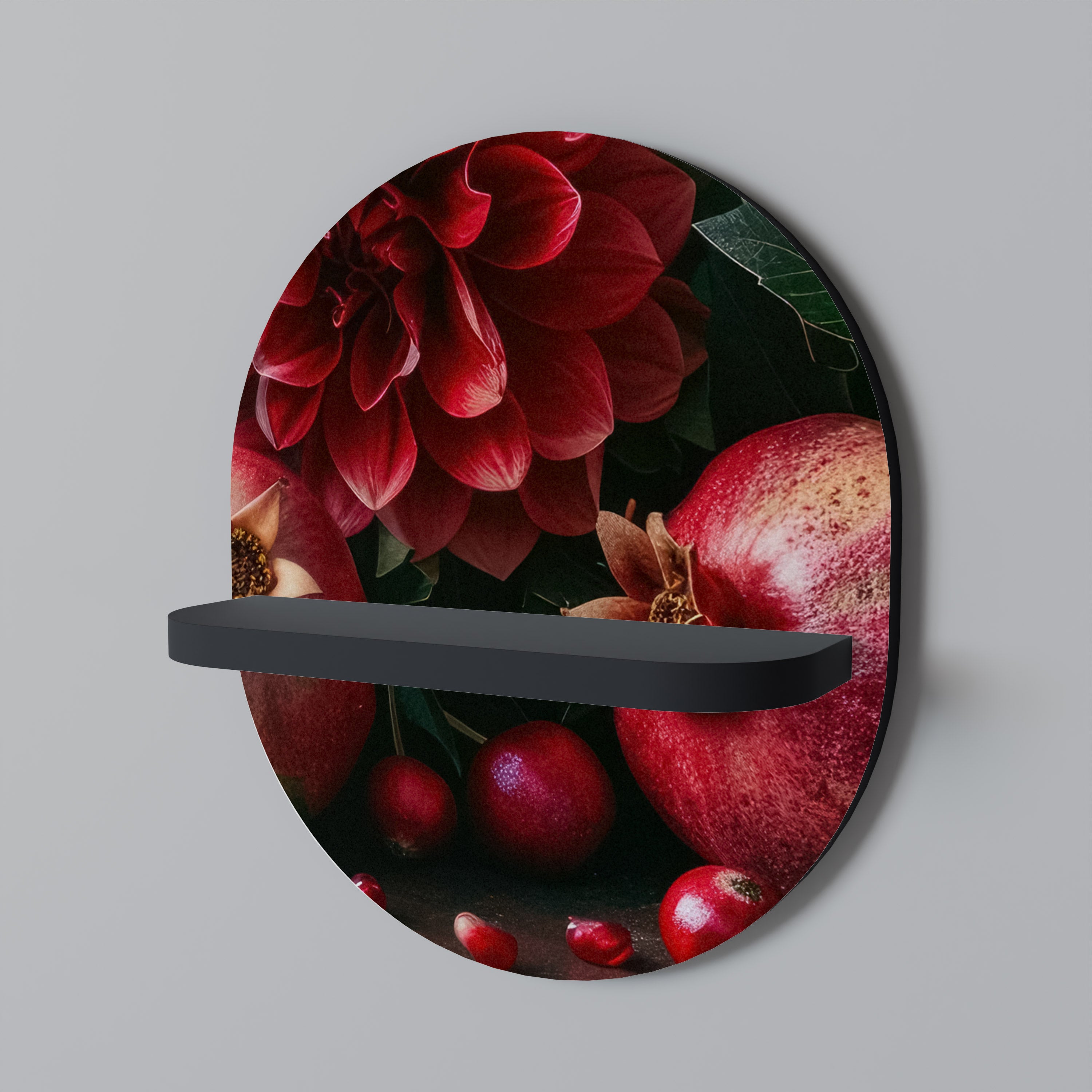 DAHLIAS AND POMEGRANATES Decorative Art Shelf