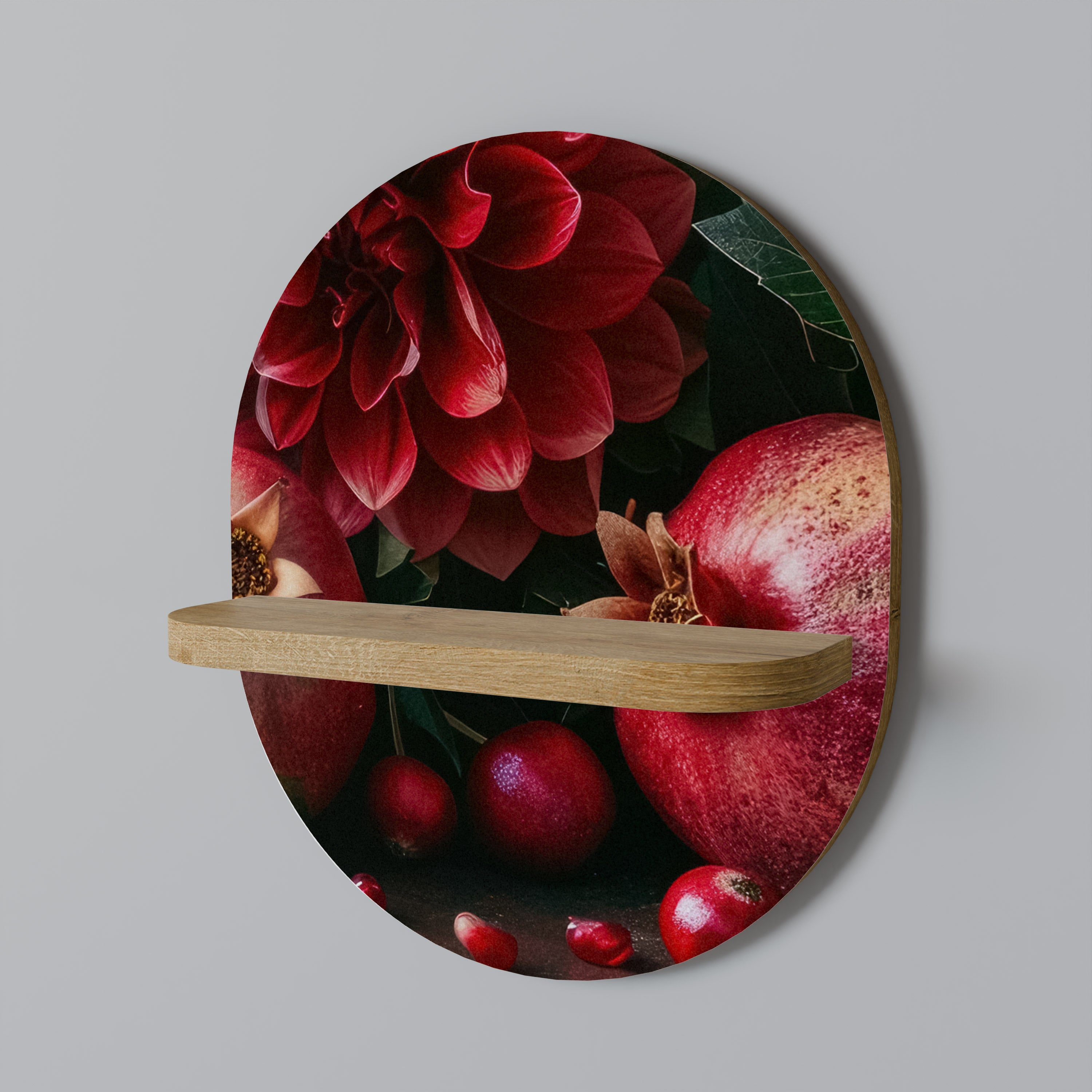 DAHLIAS AND POMEGRANATES Decorative Art Shelf
