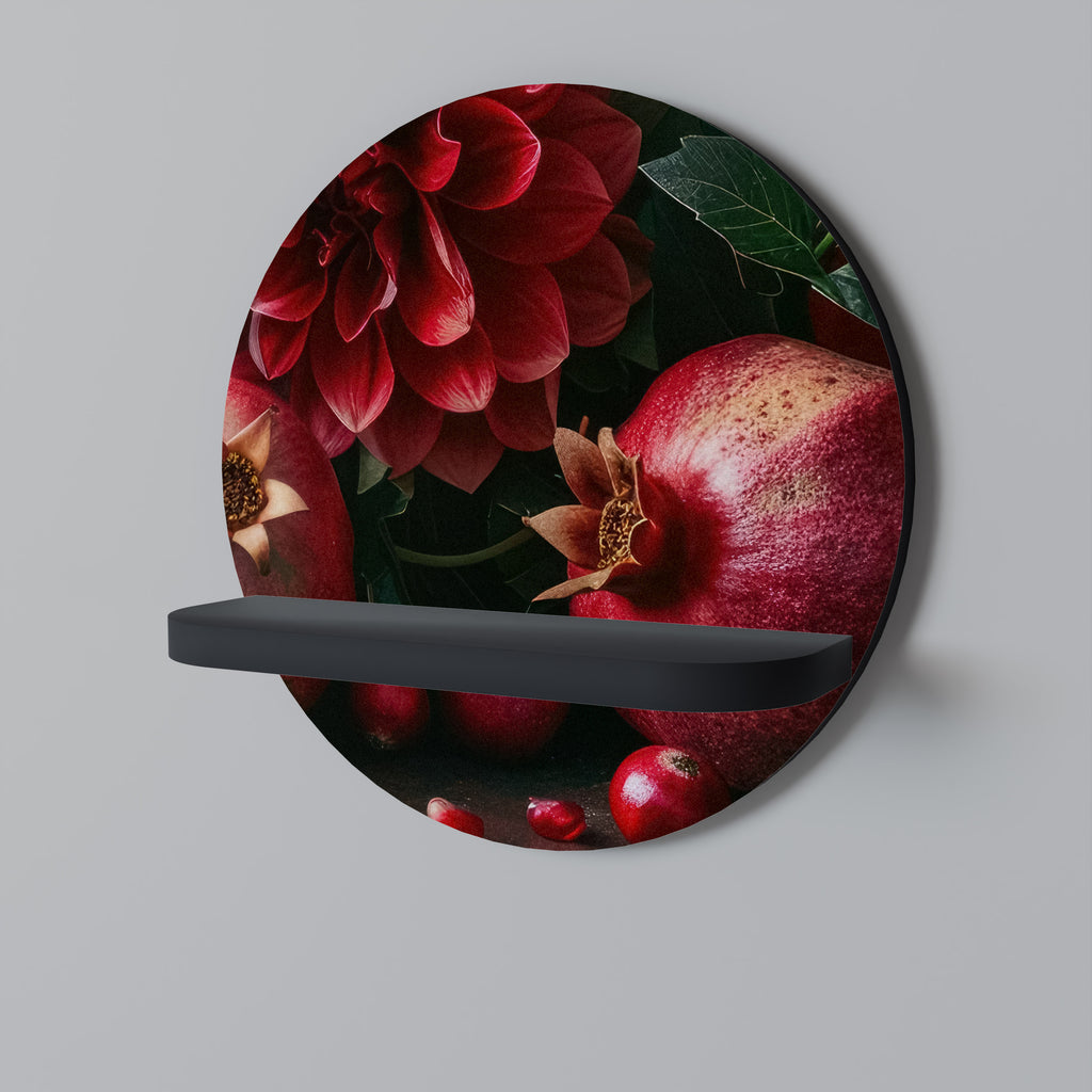 DAHLIAS AND POMEGRANATES Decorative Art Shelf