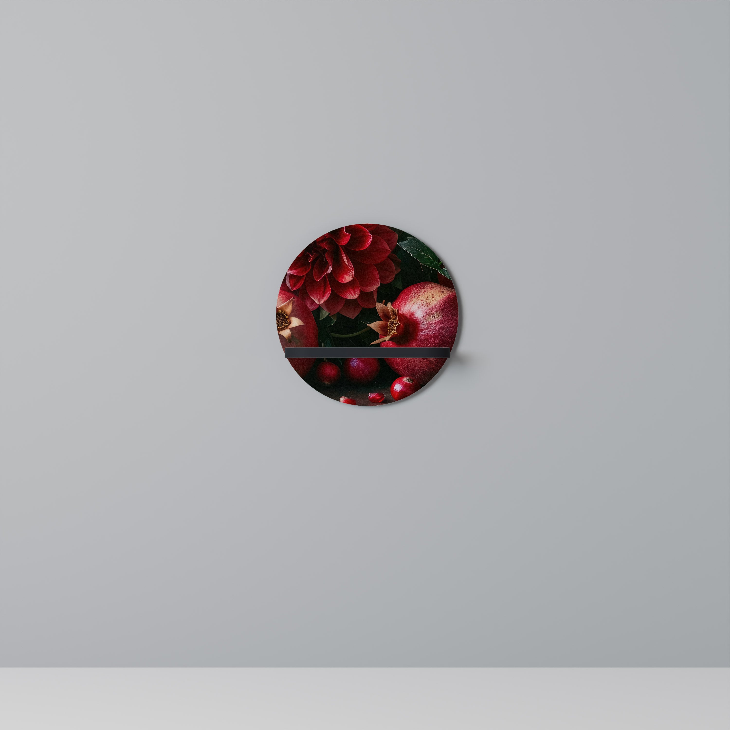 DAHLIAS AND POMEGRANATES Decorative Art Shelf