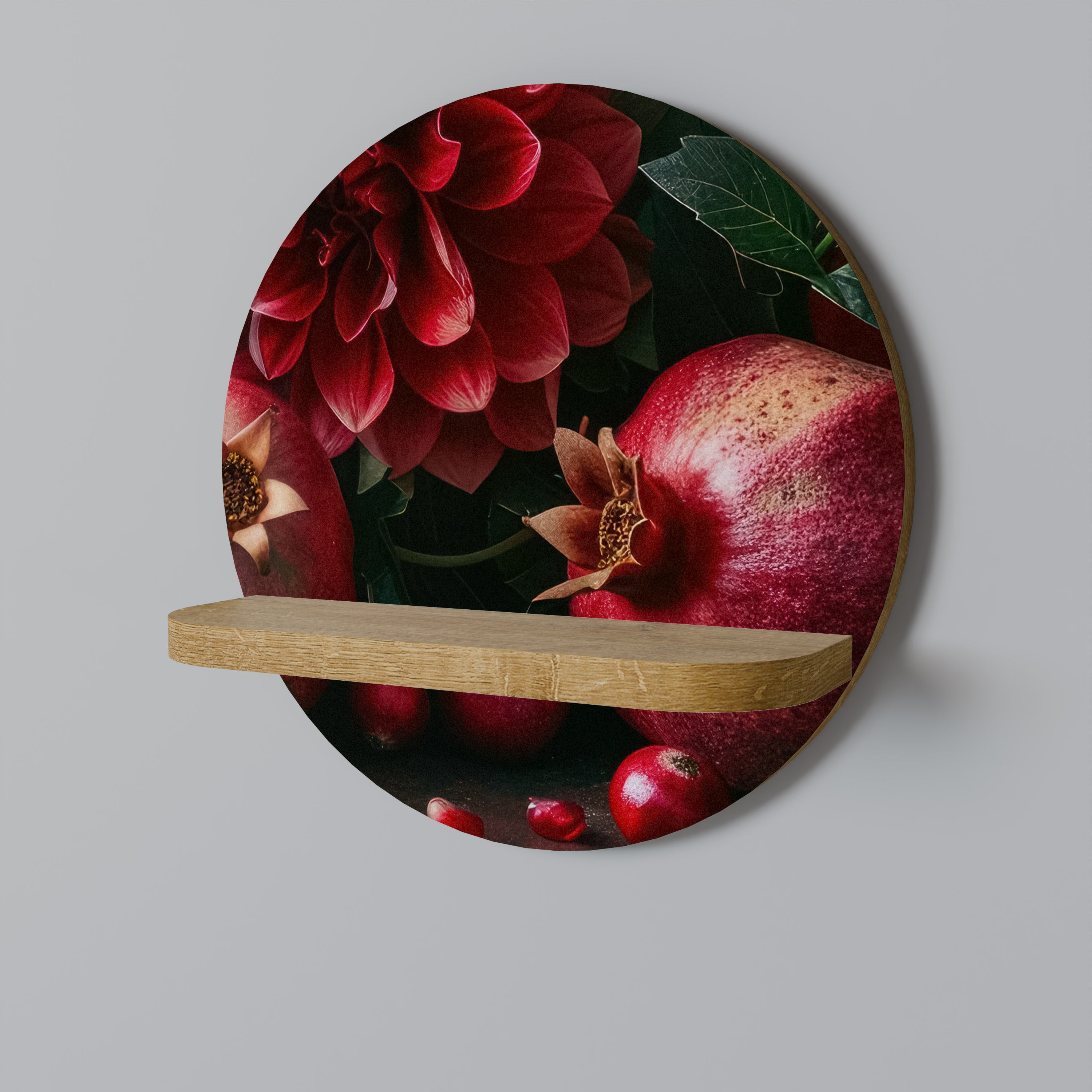 DAHLIAS AND POMEGRANATES Decorative Art Shelf