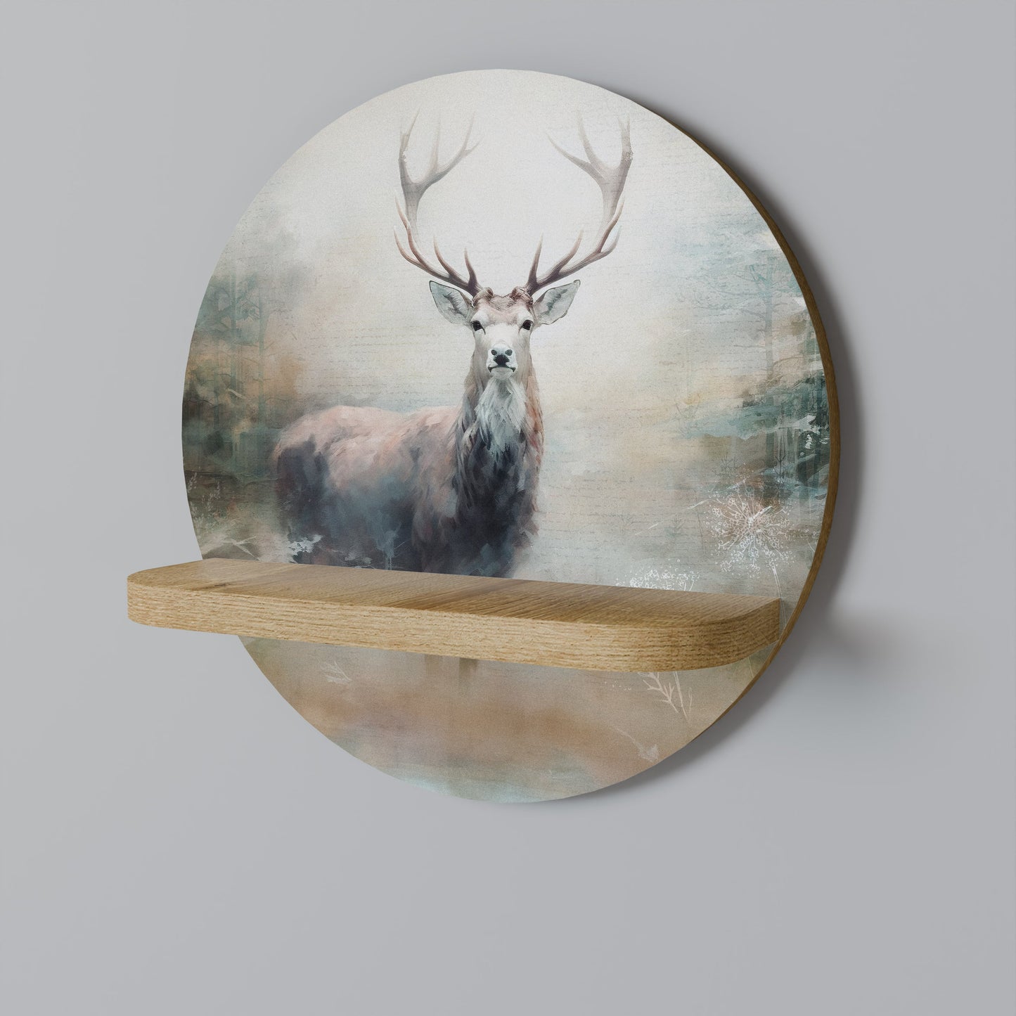 FOREST KING Round Art Shelf In Oak Effect