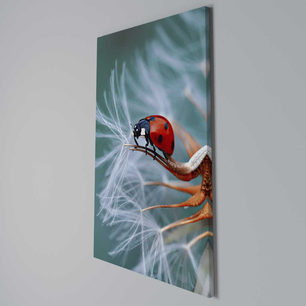 LADYBUG BALANCE Vertical Canvas Print