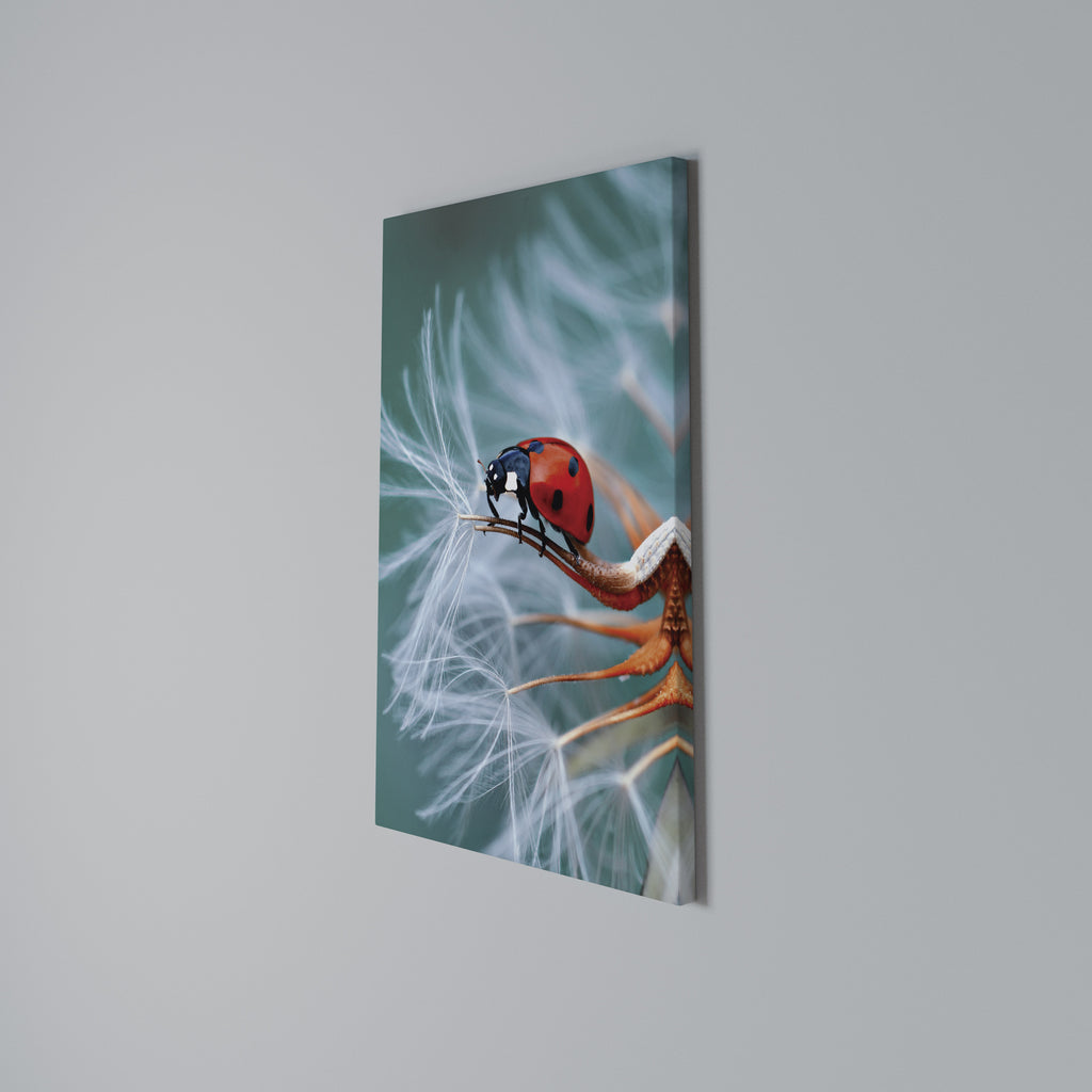 LADYBUG BALANCE Vertical Canvas Print