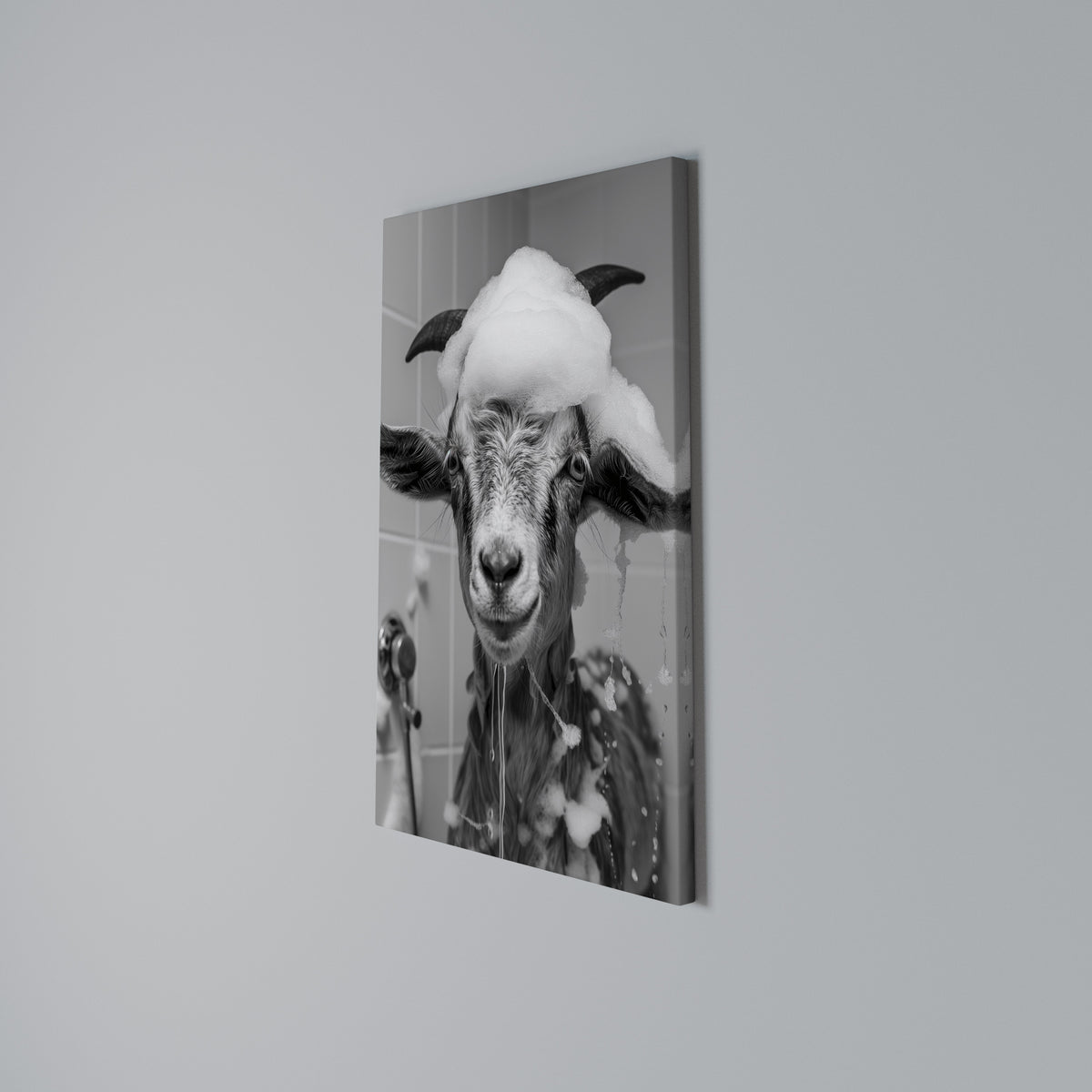 SOAPY GOAT GIGGLES Vertical Canvas Print