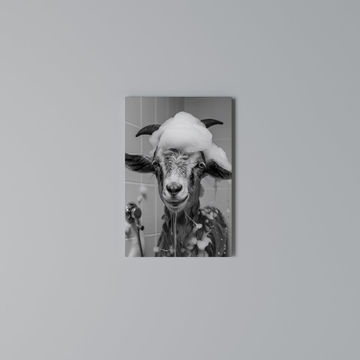 SOAPY GOAT GIGGLES Vertical Canvas Print