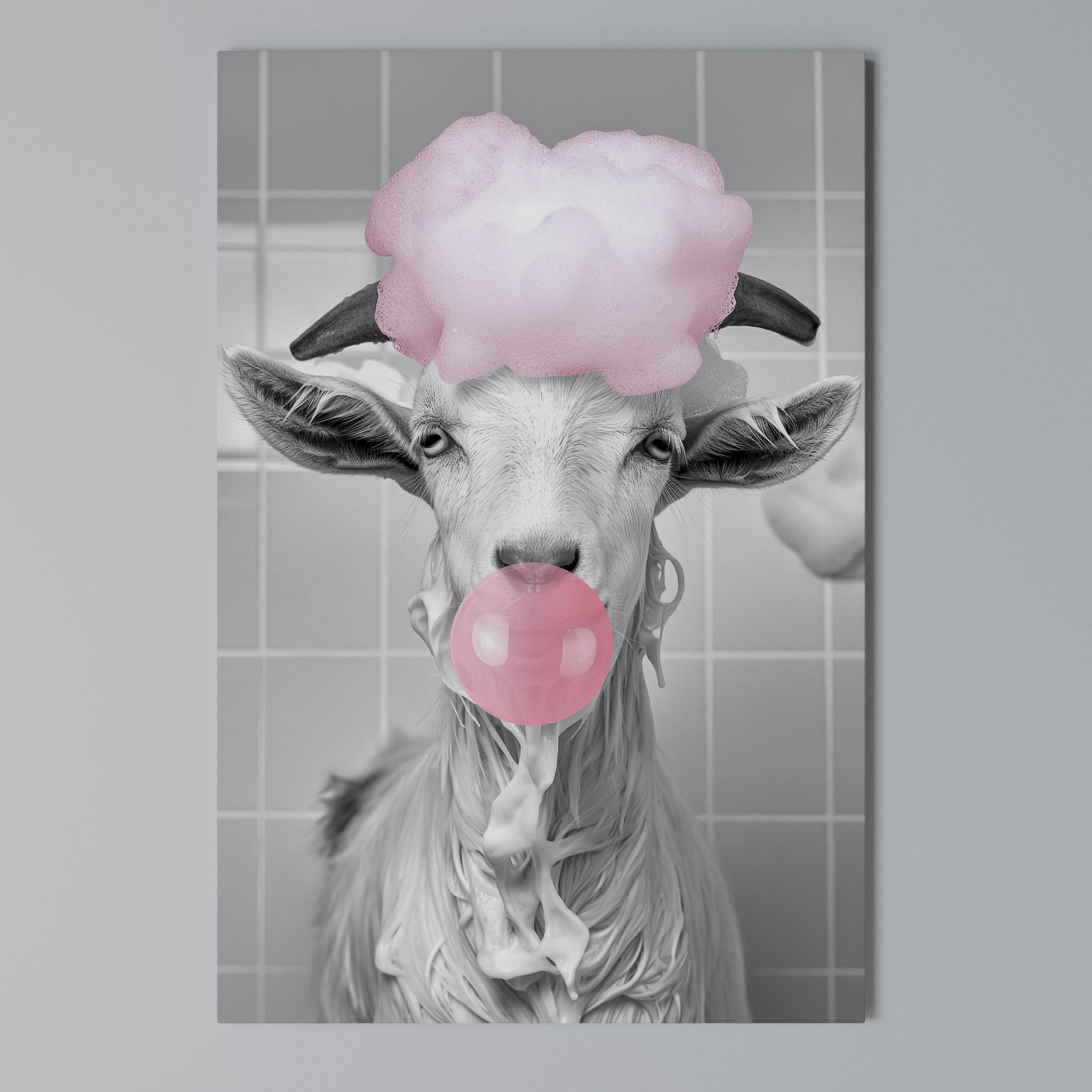 BUBBLEGUM BOVINE BLISS Quadro em tela vertical
