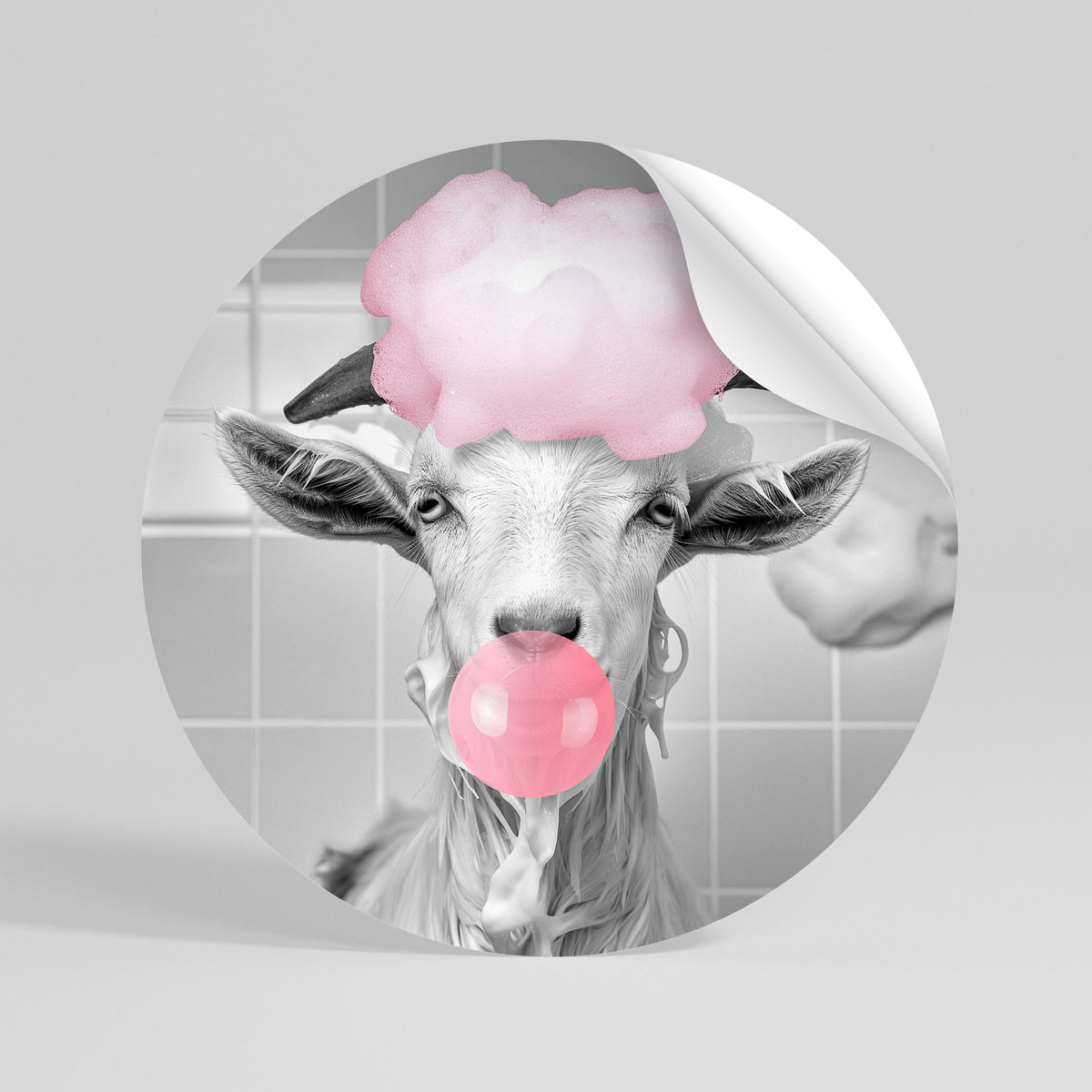 BUBBLEGUM BOVINE BLISS Runder Wandsticker zum Abziehen und Aufkleben