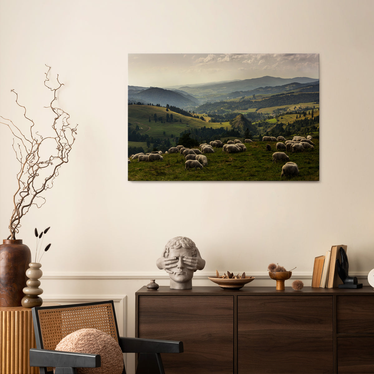 SHEEP IN SERENITY Stampa su tela orizzontale