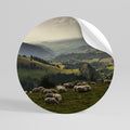 SHEEP IN SERENITY Peel and Stick Round Sticker