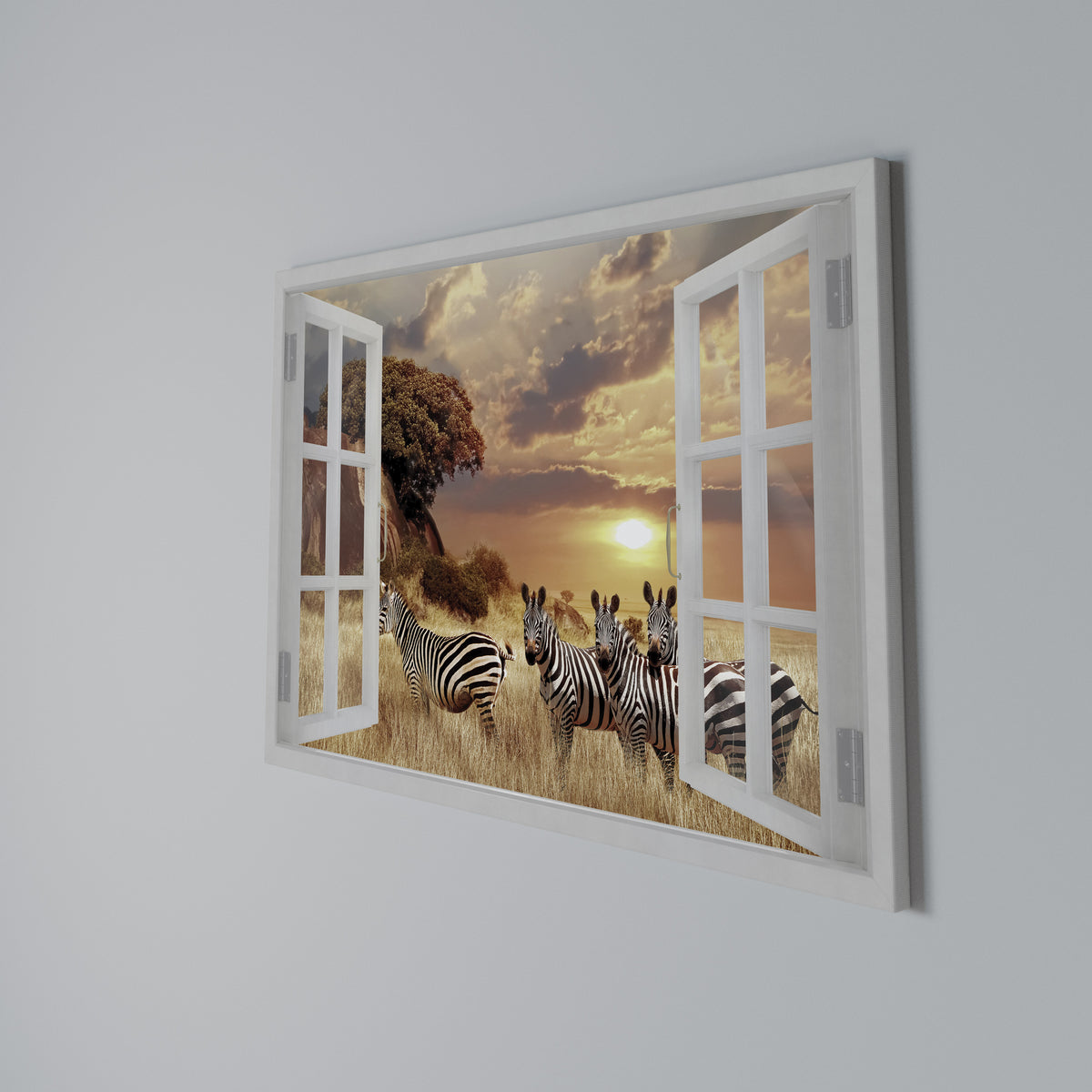 ZEBRA SUNSET VISTA Cuadro en lienzo horizontal