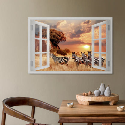 ZEBRA SUNSET VISTA Cuadro en lienzo horizontal
