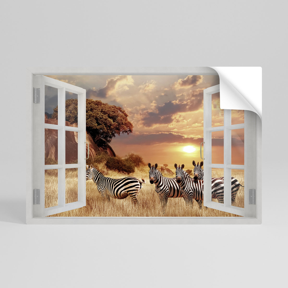 ZEBRA SUNSET VISTA Poster Orizzontale Adesivo