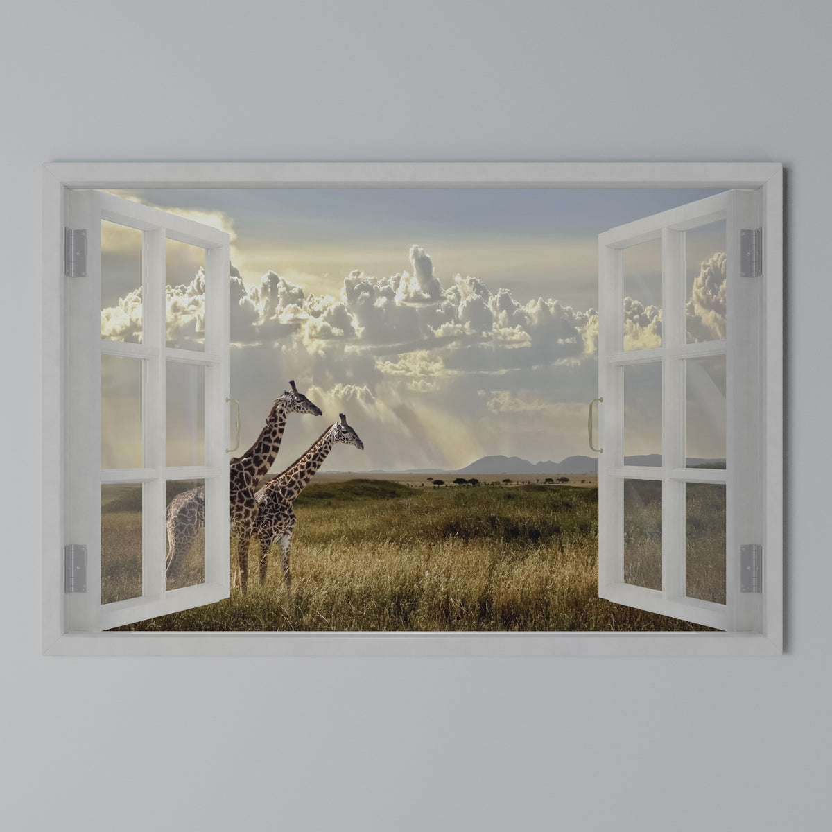 GIRAFFE GAZE WINDOW Cuadro en lienzo horizontal