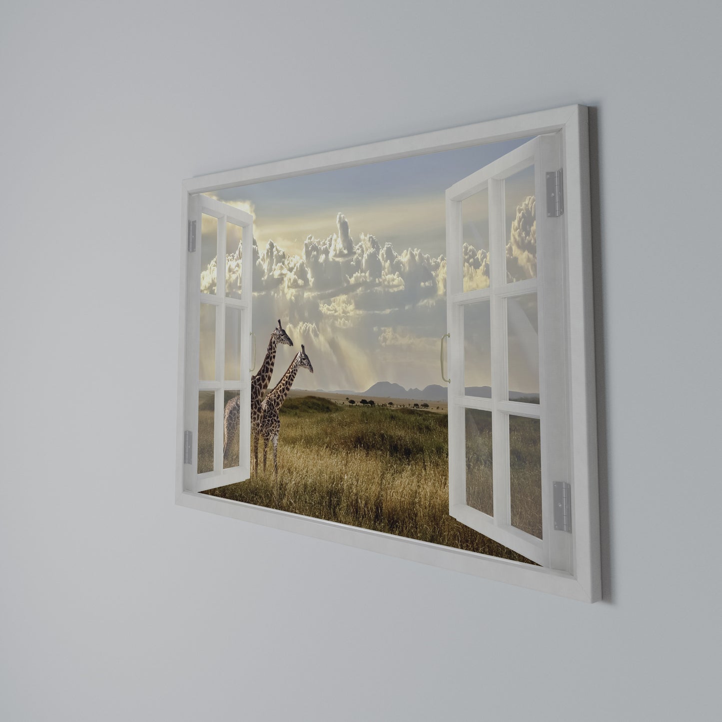 GIRAFFE GAZE WINDOW Cuadro en lienzo horizontal