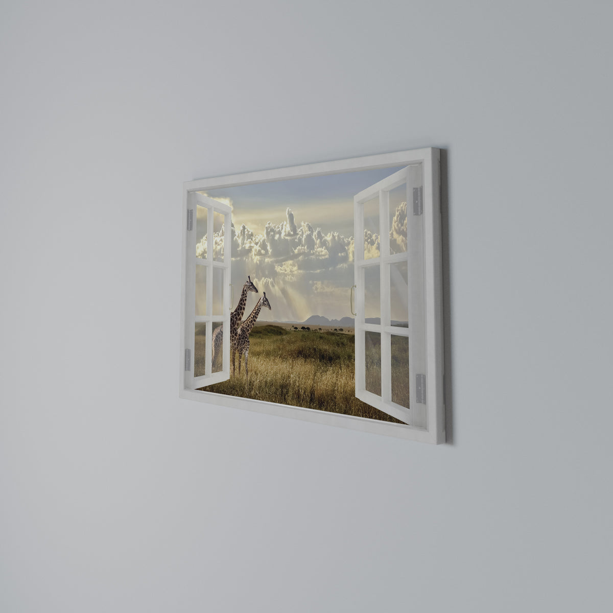 GIRAFFE GAZE WINDOW Cuadro en lienzo horizontal