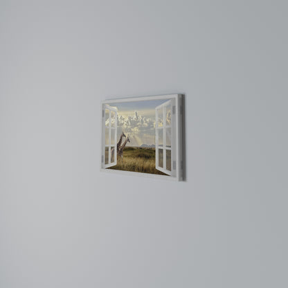 GIRAFFE GAZE WINDOW Cuadro en lienzo horizontal