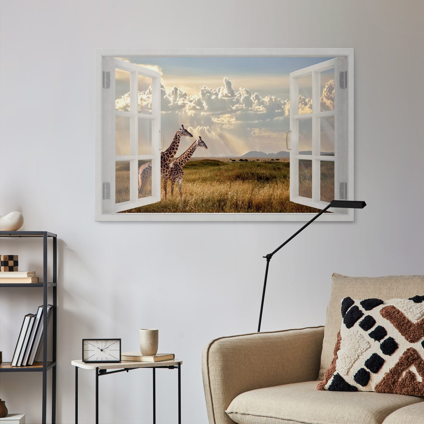 GIRAFFE GAZE WINDOW Cuadro en lienzo horizontal