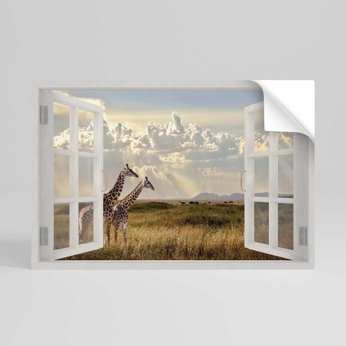 GIRAFFE GAZE WINDOW Poster Orizzontale Adesivo