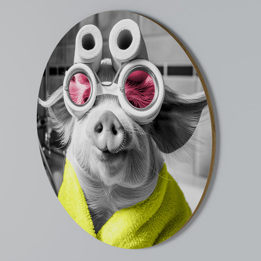 MORNING PIGLET Round Wall Art