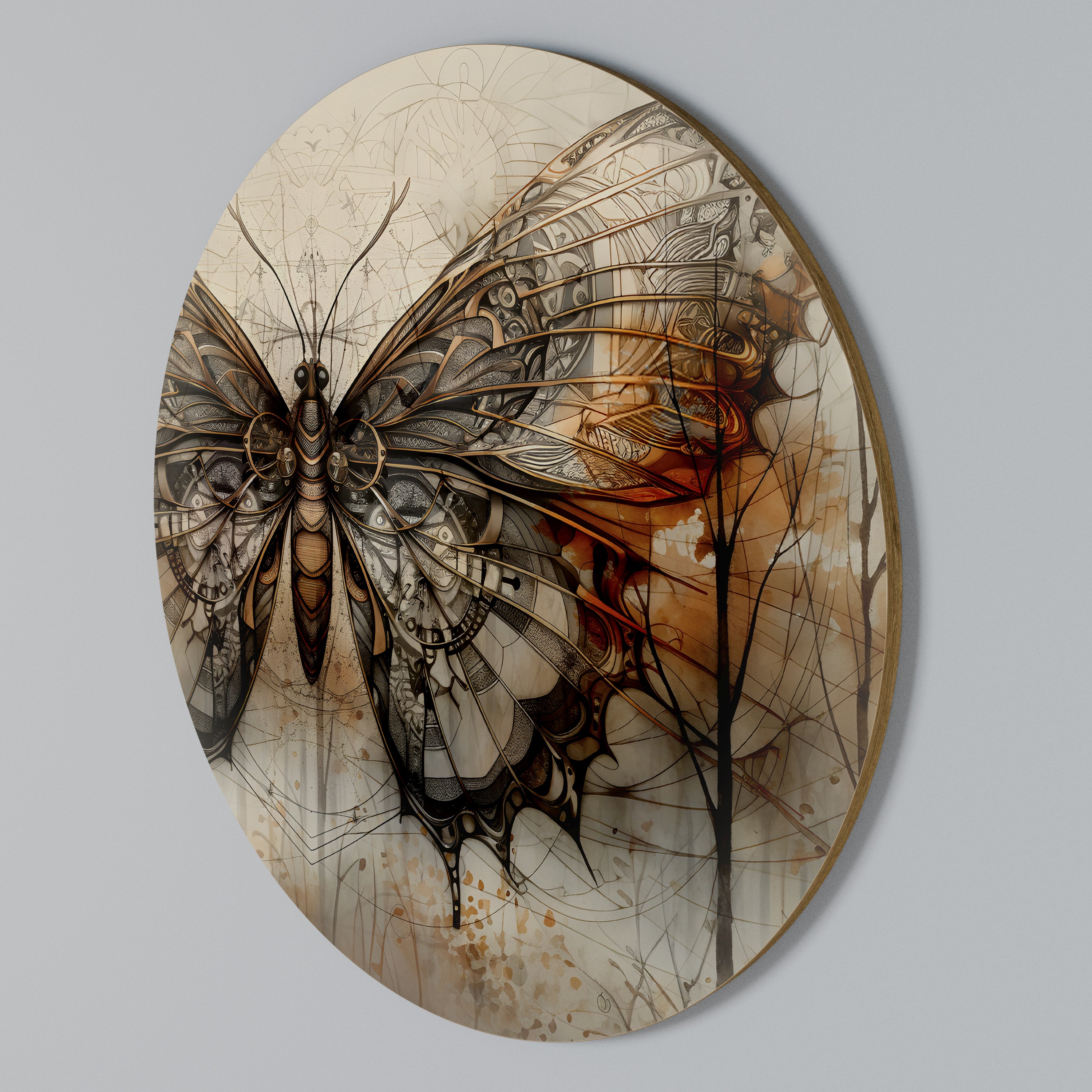 MECHANICAL BEAUTY UNVEILED Round Wall Art
