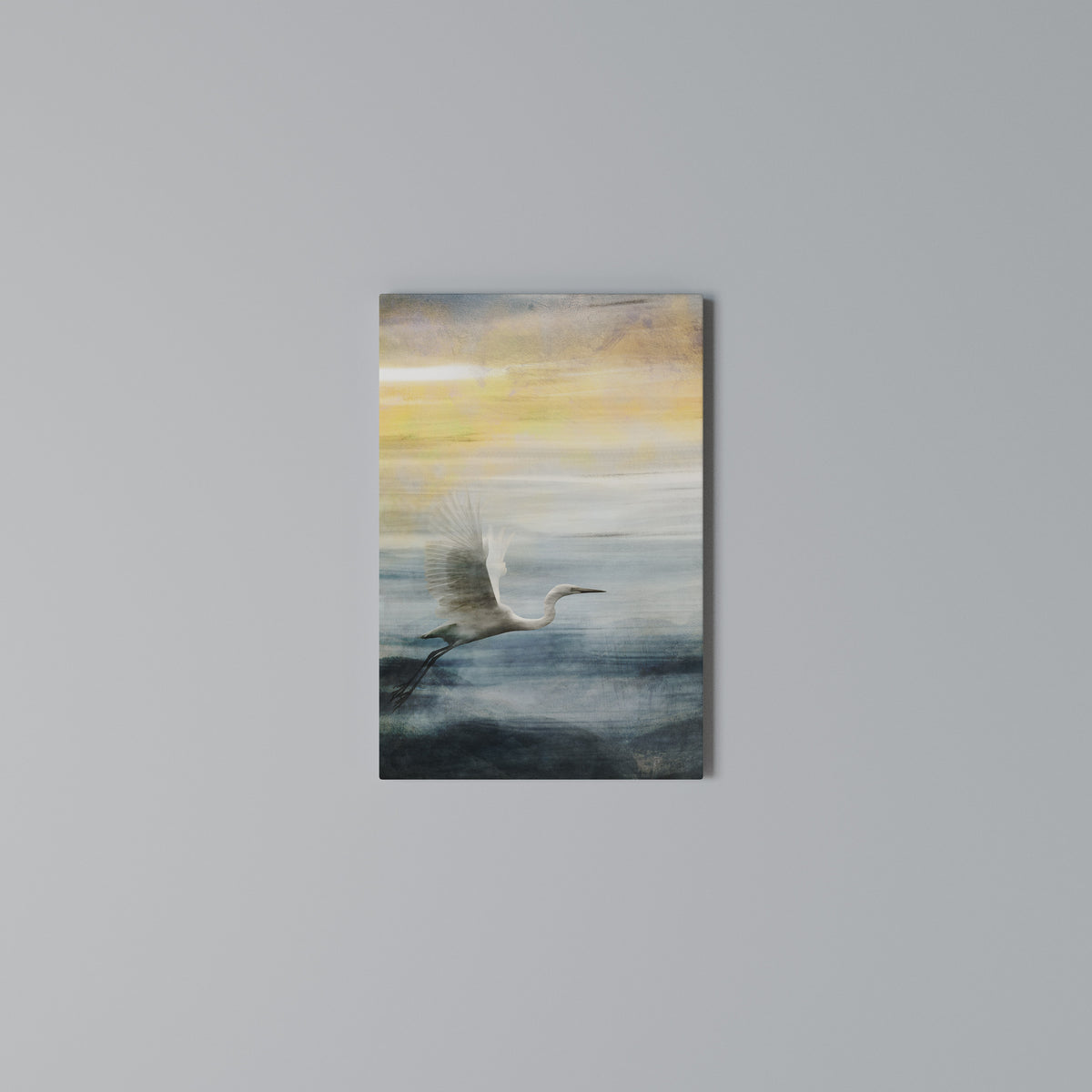HERON IN FLY Vertical Canvas Print
