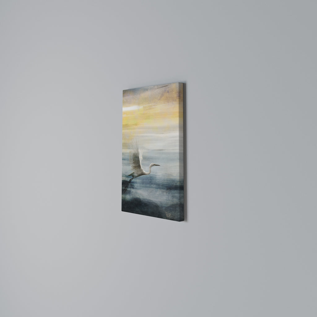 HERON IN FLY Vertical Canvas Print