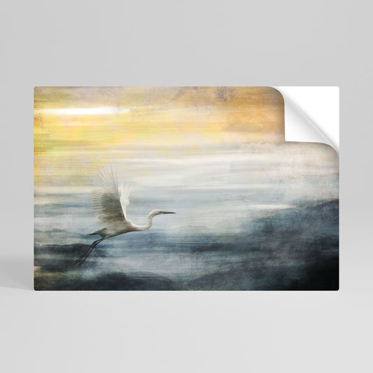 HERON IN FLY Självhäftande Horisontell Poster