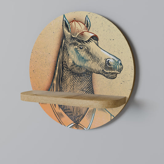 EQUINE SWAGGER Round Art Shelf In Oak Effect